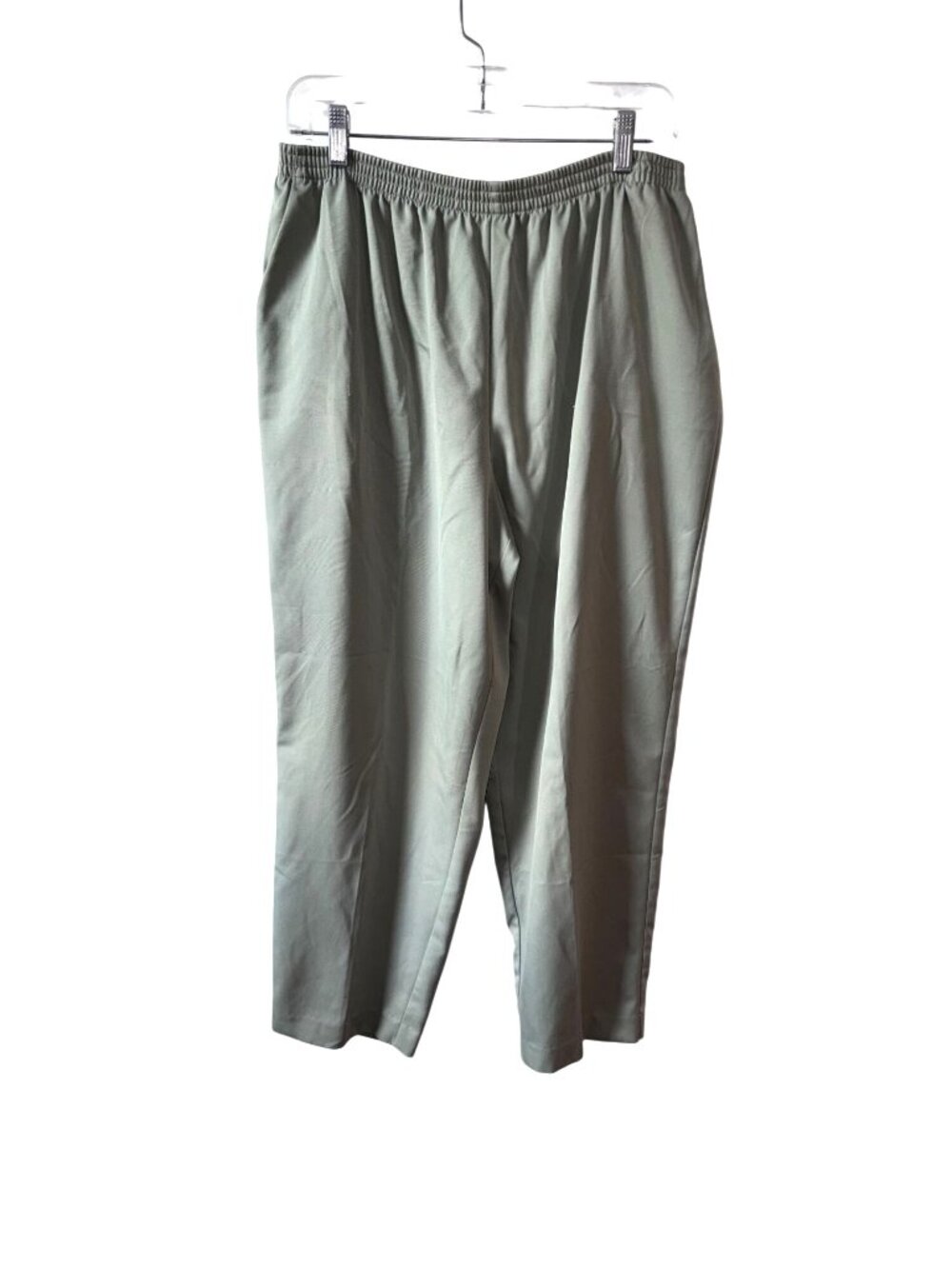 Alfred Dunner Womens Size 16 Sage Green Elastic Waist Pants Relaxed Fit Lightwei